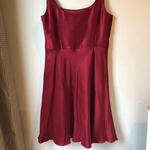 Sleeveless Wine Red Fit-and-Flare Dress